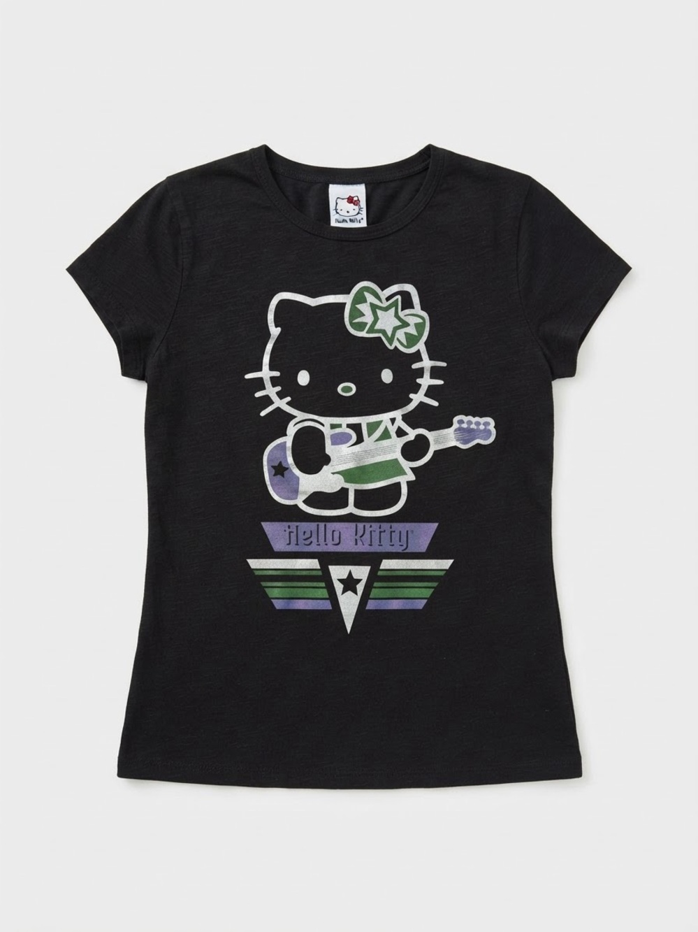 NWOT Y2K Hello Kitty Guitarist Band Tee Black & Green Size XL NTO Apparel